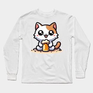 Cat with beer Long Sleeve T-Shirt